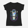 Fox Dark Flame Candle-Womens-V-Neck-Tee-NemiMakeit