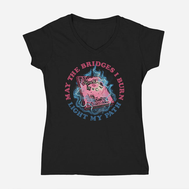 Burn Book Club-Womens-V-Neck-Tee-glitchygorilla