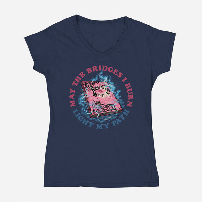 Burn Book Club-Womens-V-Neck-Tee-glitchygorilla