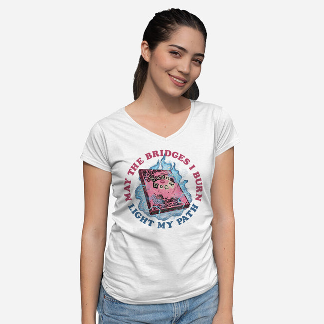 Burn Book Club-Womens-V-Neck-Tee-glitchygorilla