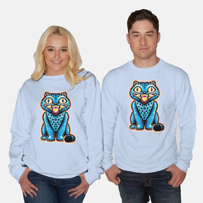 Embroidered Cat-Unisex-Crew Neck-Sweatshirt-glitchygorilla