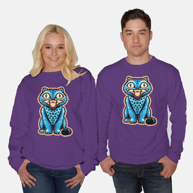 Embroidered Cat-Unisex-Crew Neck-Sweatshirt-glitchygorilla