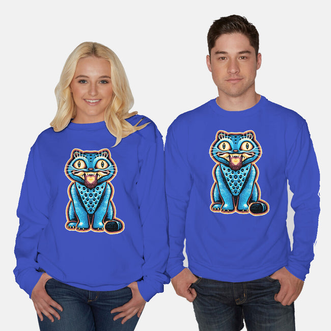 Embroidered Cat-Unisex-Crew Neck-Sweatshirt-glitchygorilla