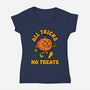 All Tricks No Treats-Womens-V-Neck-Tee-lunchboxbrain