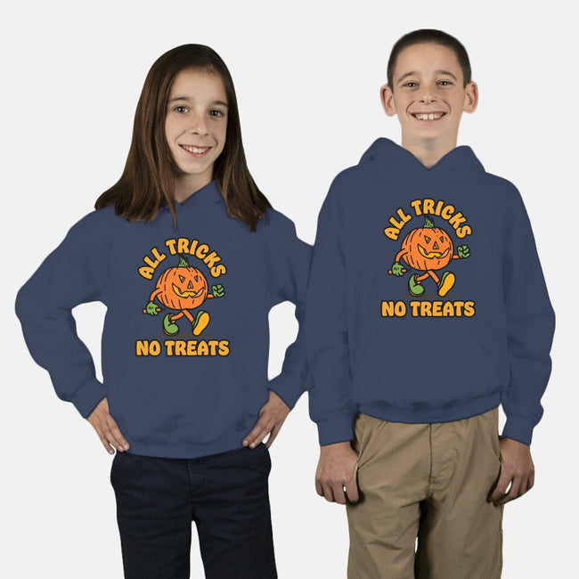 All Tricks No Treats-Youth-Pullover-Sweatshirt-lunchboxbrain