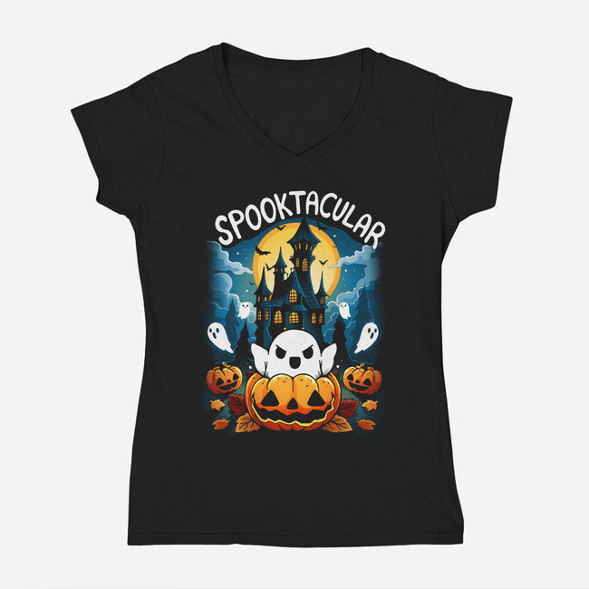 Spooktacular House-Womens-V-Neck-Tee-Vallina84