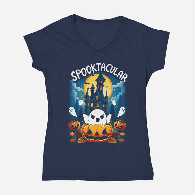 Spooktacular House-Womens-V-Neck-Tee-Vallina84