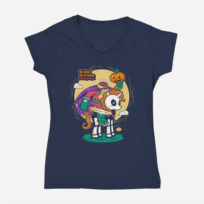 Headless Unicorn Rider-Womens-V-Neck-Tee-krisren28