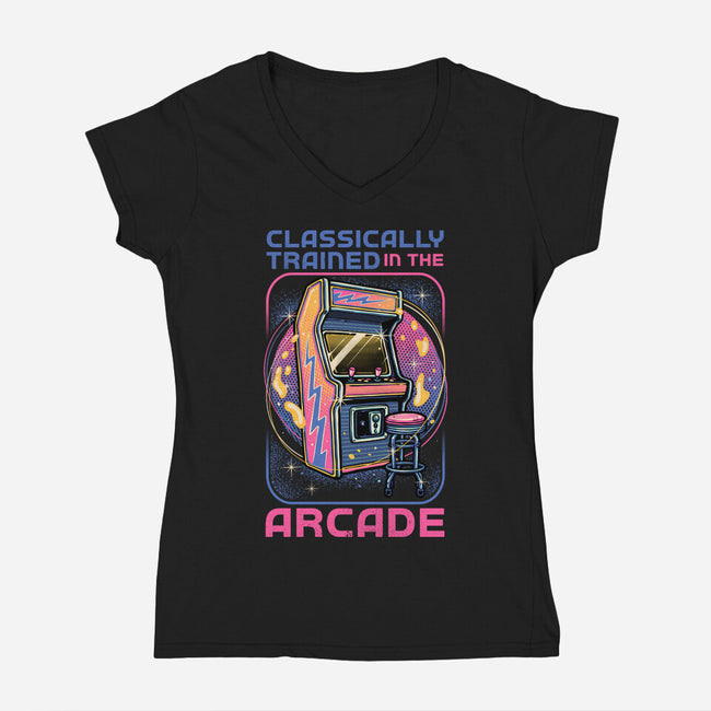 Classic Arcade-Womens-V-Neck-Tee-glitchygorilla