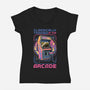 Classic Arcade-Womens-V-Neck-Tee-glitchygorilla