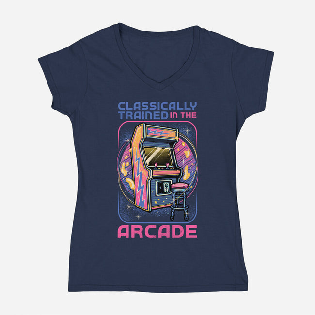 Classic Arcade-Womens-V-Neck-Tee-glitchygorilla