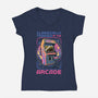 Classic Arcade-Womens-V-Neck-Tee-glitchygorilla