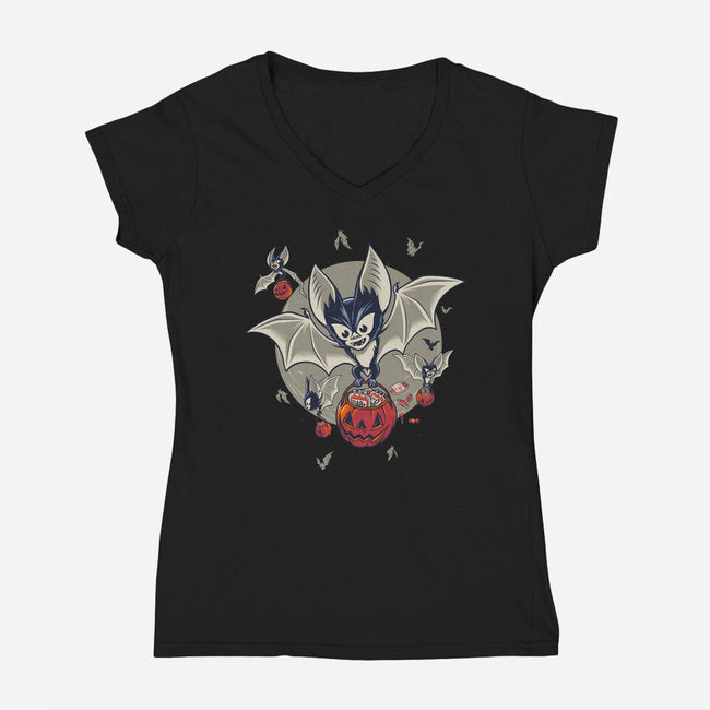 Trick Or Blood-Womens-V-Neck-Tee-Popnotic