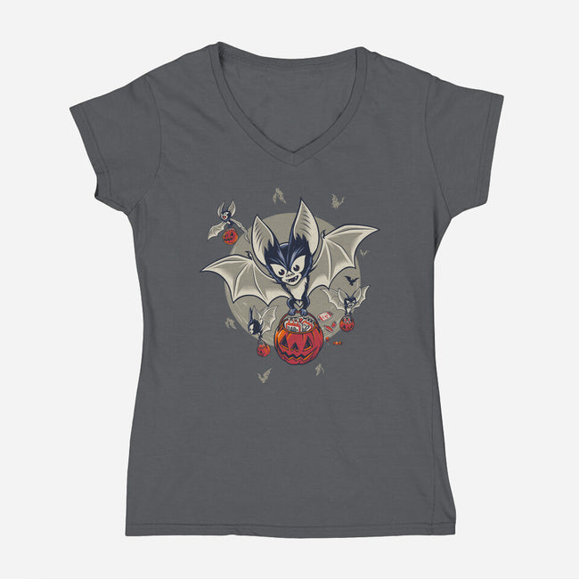 Trick Or Blood-Womens-V-Neck-Tee-Popnotic
