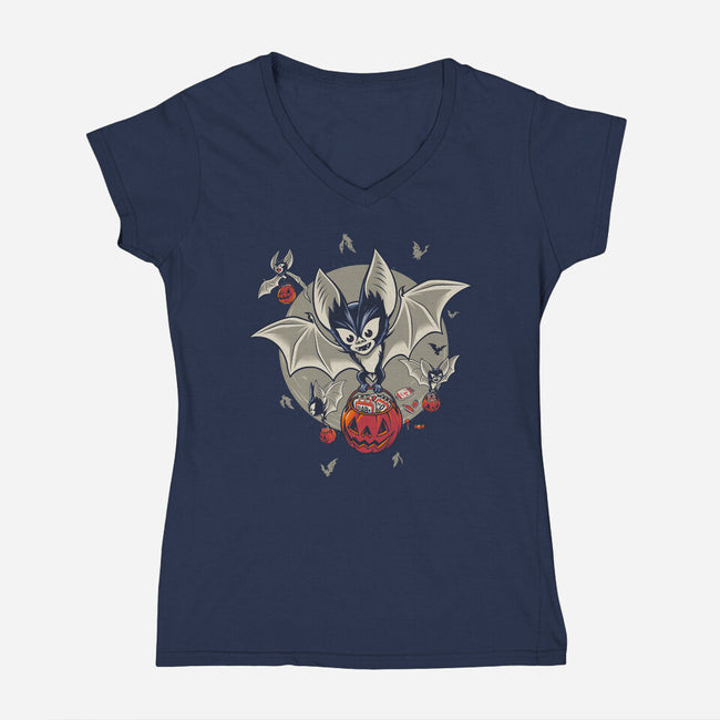 Trick Or Blood-Womens-V-Neck-Tee-Popnotic