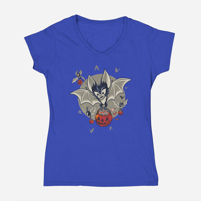 Trick Or Blood-Womens-V-Neck-Tee-Popnotic