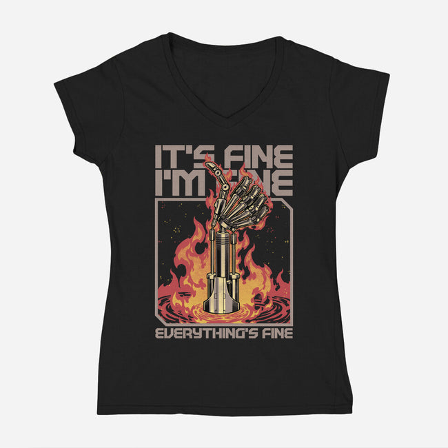 Robotic Hand Thumbs UP-Womens-V-Neck-Tee-Studio Mootant