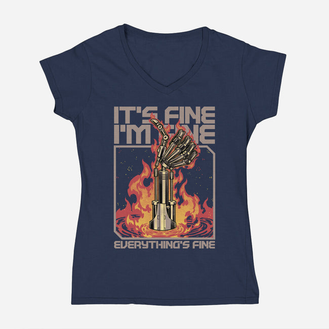 Robotic Hand Thumbs UP-Womens-V-Neck-Tee-Studio Mootant