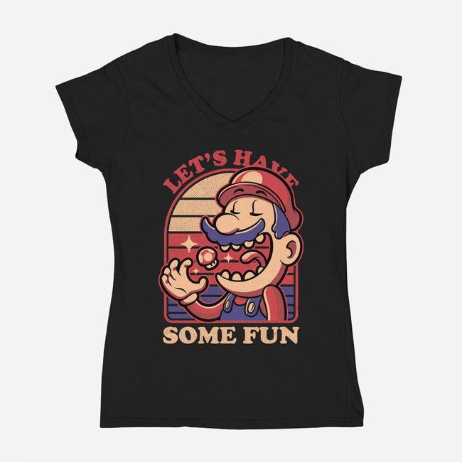 Mushroom Guy Fun-Womens-V-Neck-Tee-Studio Mootant