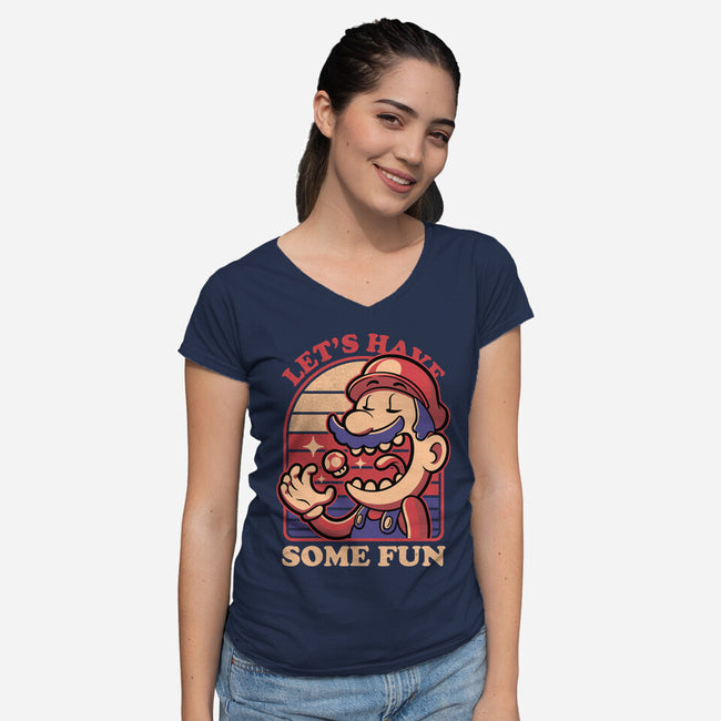 Mushroom Guy Fun-Womens-V-Neck-Tee-Studio Mootant