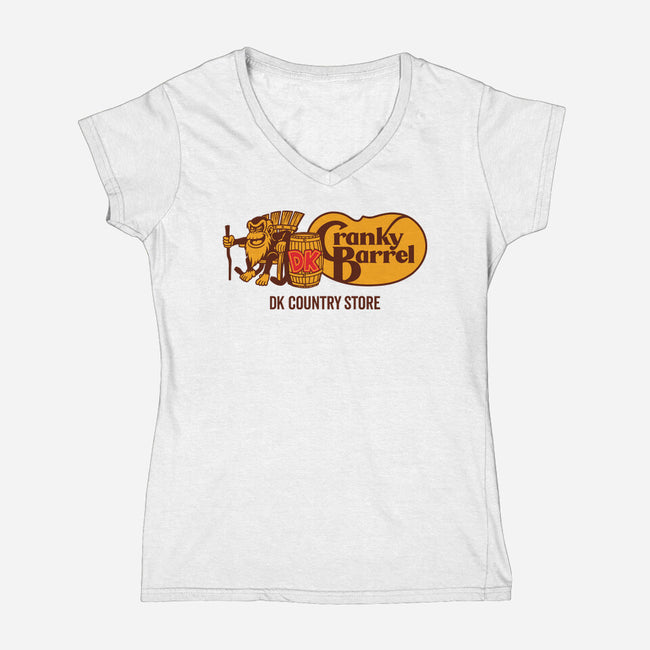 Cranky Barrel-Womens-V-Neck-Tee-Wheels