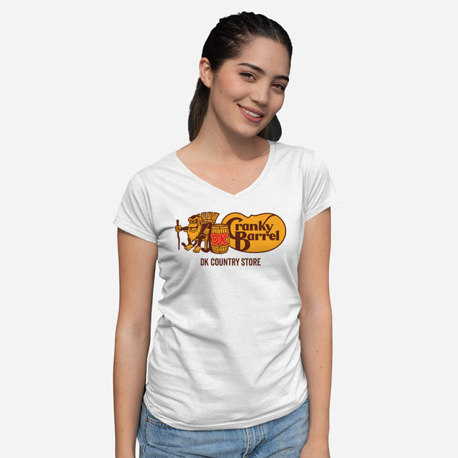 Cranky Barrel-Womens-V-Neck-Tee-Wheels
