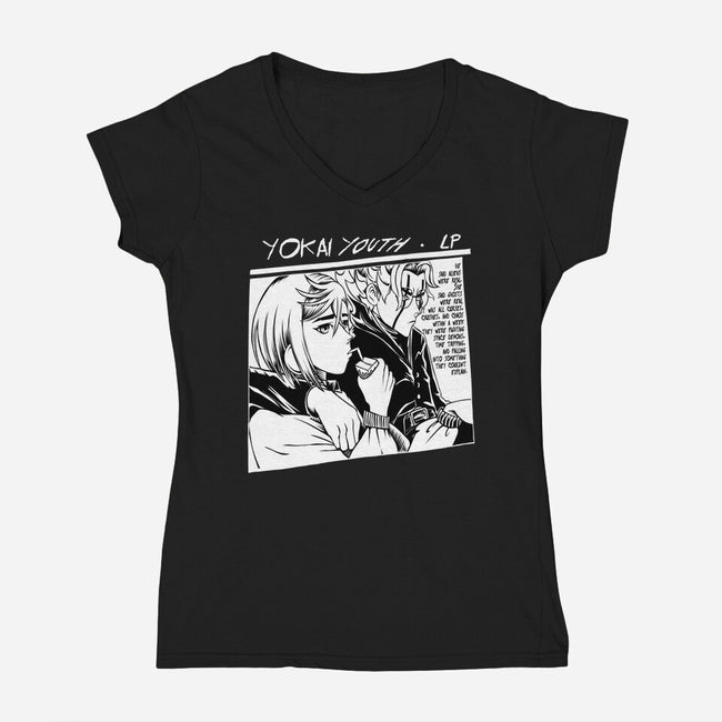 Yokai Youth-Womens-V-Neck-Tee-joerawks