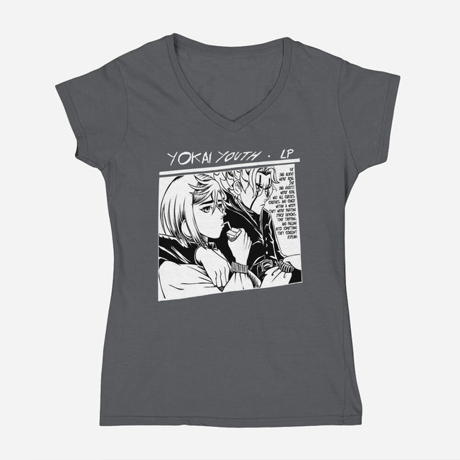 Yokai Youth-Womens-V-Neck-Tee-joerawks