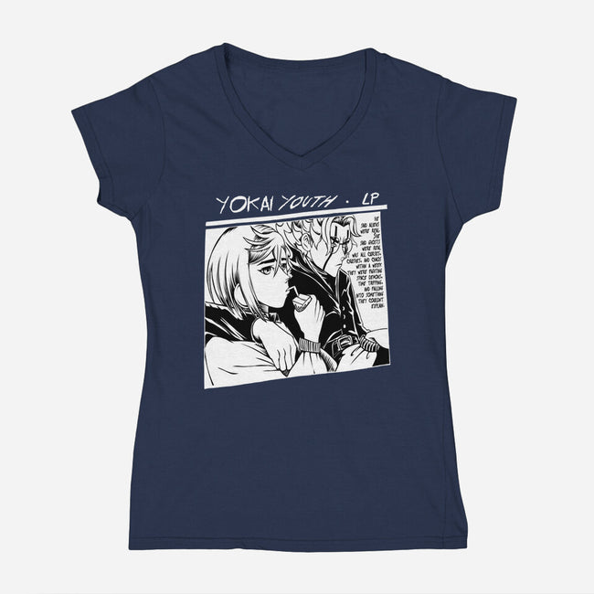 Yokai Youth-Womens-V-Neck-Tee-joerawks