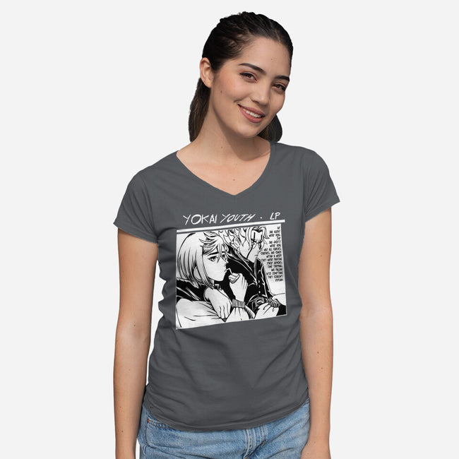 Yokai Youth-Womens-V-Neck-Tee-joerawks