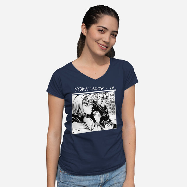 Yokai Youth-Womens-V-Neck-Tee-joerawks