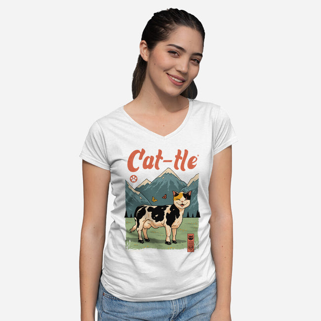 Cat-tle-Womens-V-Neck-Tee-vp021