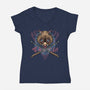 Raging Boar-Womens-V-Neck-Tee-glitchygorilla