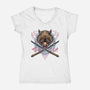Raging Boar-Womens-V-Neck-Tee-glitchygorilla