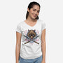 Raging Boar-Womens-V-Neck-Tee-glitchygorilla