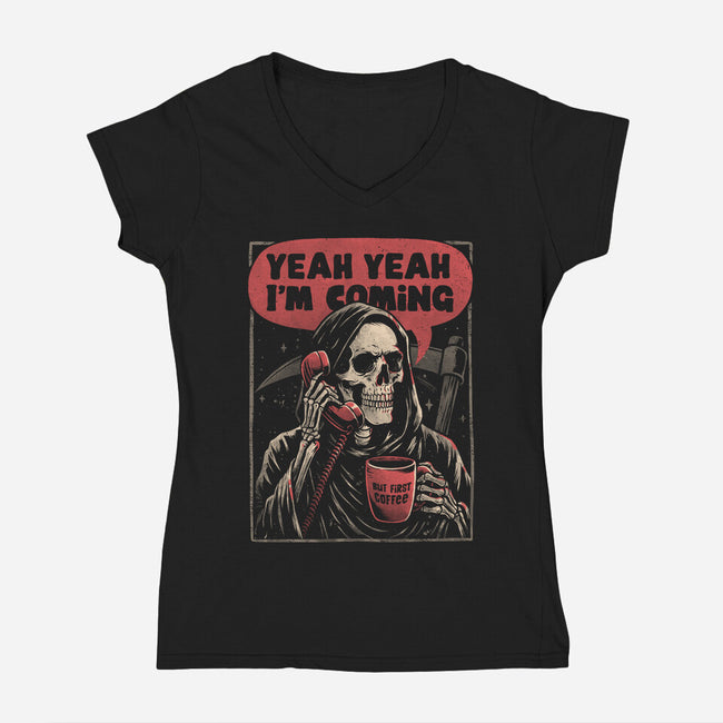Death Is Coming-Womens-V-Neck-Tee-eduely
