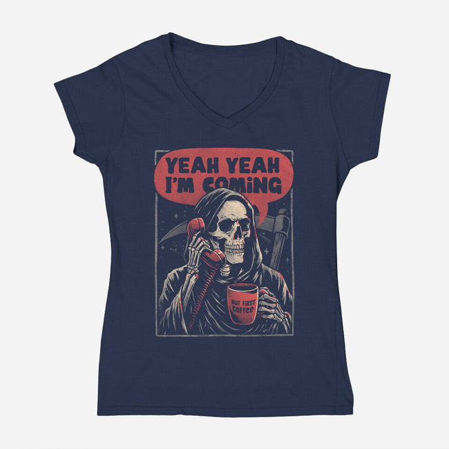 Death Is Coming-Womens-V-Neck-Tee-eduely