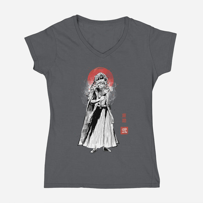 Doma Sumi-e-Womens-V-Neck-Tee-Astrobot Invention