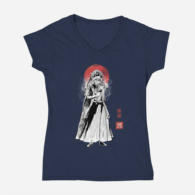 Doma Sumi-e-Womens-V-Neck-Tee-Astrobot Invention