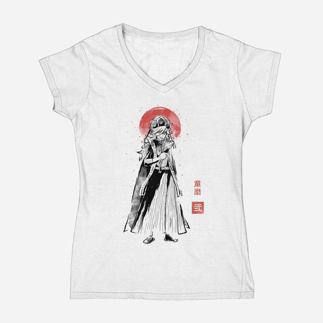 Doma Sumi-e-Womens-V-Neck-Tee-Astrobot Invention