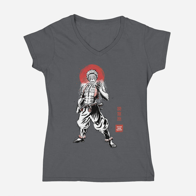 Akaza Sumi-e-Womens-V-Neck-Tee-Astrobot Invention