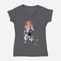 Akaza Sumi-e-Womens-V-Neck-Tee-Astrobot Invention