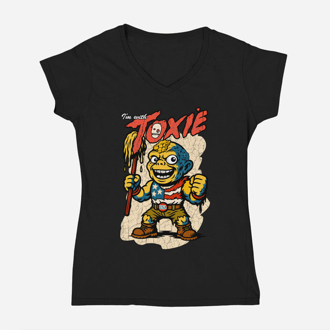 I’m With Toxie-Womens-V-Neck-Tee-palmstreet