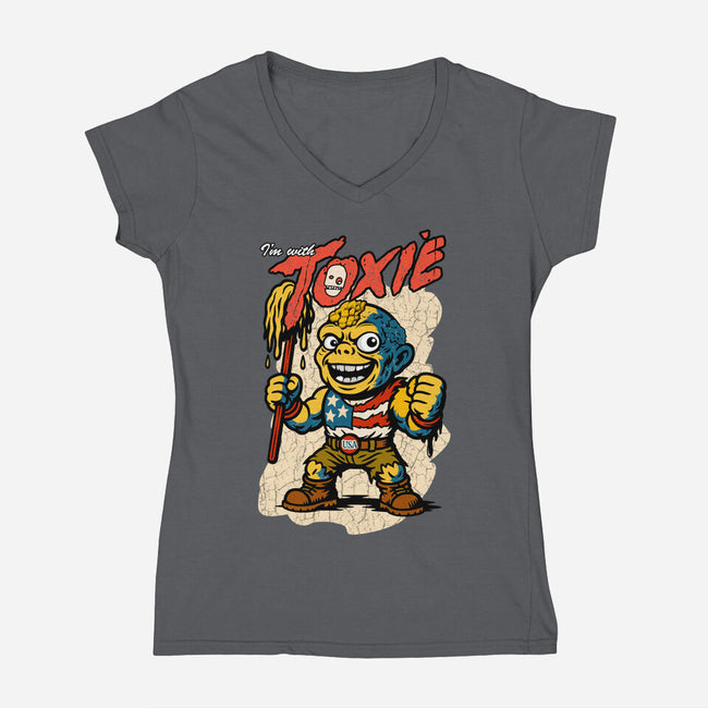 I’m With Toxie-Womens-V-Neck-Tee-palmstreet