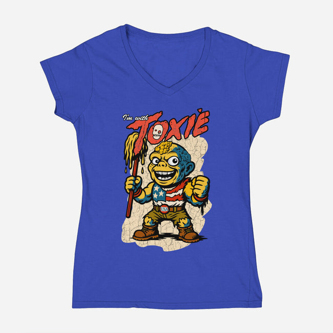 I’m With Toxie-Womens-V-Neck-Tee-palmstreet