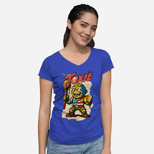I’m With Toxie-Womens-V-Neck-Tee-palmstreet