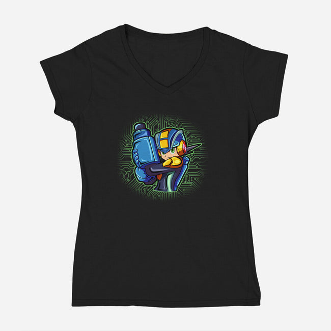 Cyber Warrior-Womens-V-Neck-Tee-nickzzarto
