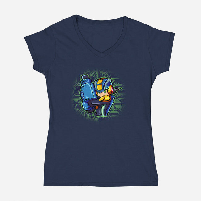 Cyber Warrior-Womens-V-Neck-Tee-nickzzarto