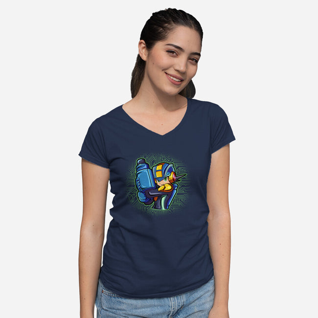 Cyber Warrior-Womens-V-Neck-Tee-nickzzarto