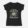 Chefs Knife Coffee Crest-Womens-V-Neck-Tee-LAGELANTEE